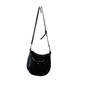Steve Madden Black Leather Shoulder or Crossbody Bag Gold Details Biker Minimal